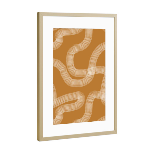 Poster mit Rahmen Gold "Zen-Garten-Kurkuma" artboxONE - Abstrakt,Geometrie