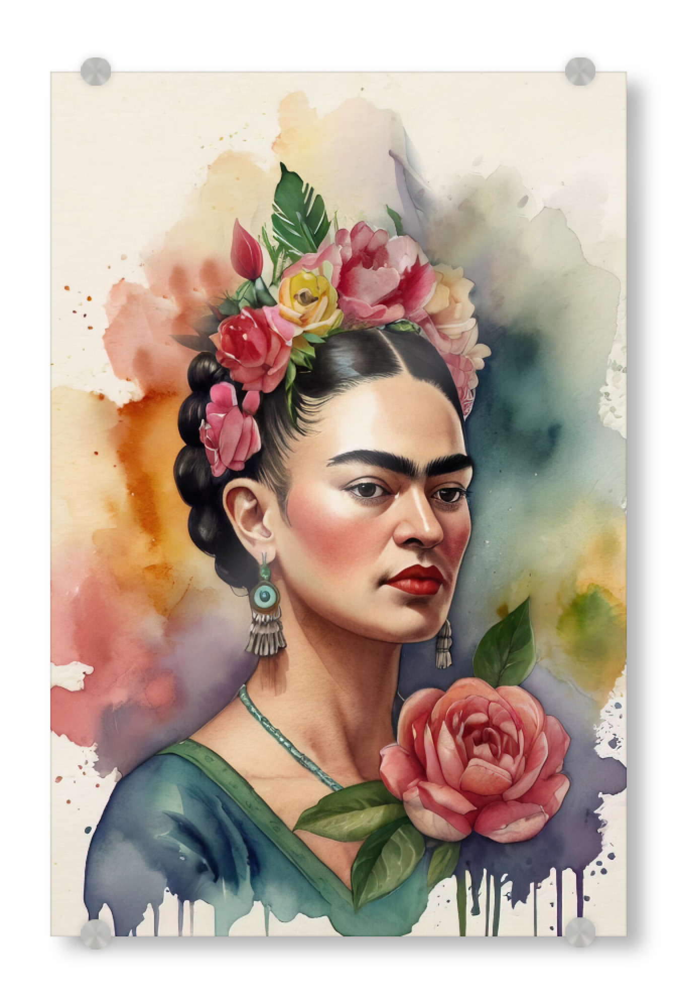 Acrylglasbild "Frida Kahlo F" artboxONE - Fashion - Frida kahlo,Diego rivera,Mexiko,Frau,Revolution,Malerin,Feministin,Mode