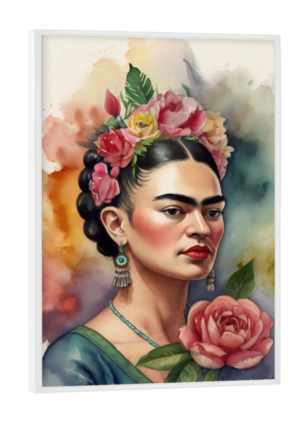 Poster mit weißem Rahmen "Frida Kahlo F" artboxONE - Fashion - Frida kahlo,Diego rivera,Mexiko,Frau,Revolution,Malerin,Feministin,Mode