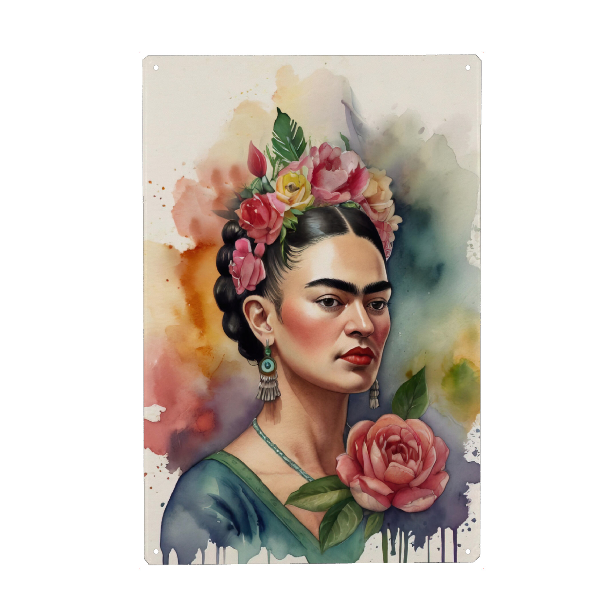 Metall Poster "Frida Kahlo F" artboxONE - Fashion - Frida kahlo,Diego rivera,Mexiko,Frau,Revolution,Malerin,Feministin,Mode - Blechschild