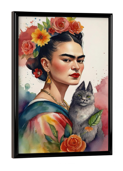 Poster mit schwarzem Rahmen "Frida Kahlo E" artboxONE - Fiktion - Frida kahlo,Diego rivera,Mexiko,Frau,Revolution,Malerin,Feministin,Mode