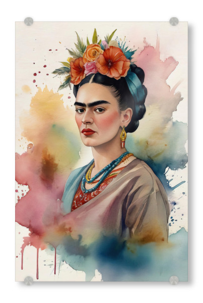 Acrylglasbild "Frida Kahlo C" artboxONE - Fashion - Frida kahlo,Diego rivera,Mexiko,Frau,Revolution,Malerin,Feministin,Mode