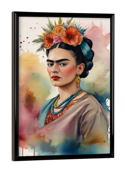 Poster mit schwarzem Rahmen "Frida Kahlo C" artboxONE - Fashion - Frida kahlo,Diego rivera,Mexiko,Frau,Revolution,Malerin,Feministin,Mode