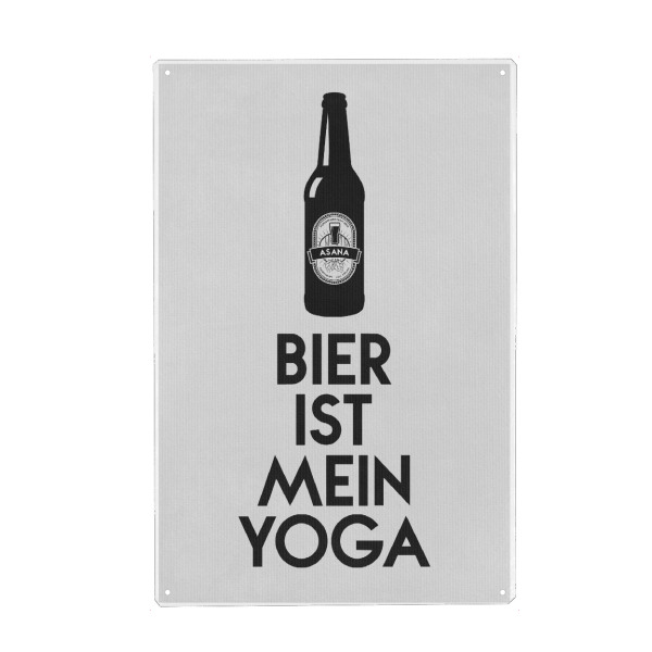 Metall Poster "Bier ist mein Yoga" artboxONE - Typografie,Essen & Trinken / Alkohol - Bier,Yogo,Alkohol,Spruch,Typo,Typografie - Blechschild