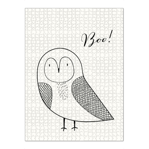 Puzzle Ravensburger "Boo - süße Eule" artboxONE - Tiere,Schwarzweiß,Lustig - Minimalistisch,Eule,Tier,Vogel,Schwarzweiß,Lustig - Bild minimalistisch