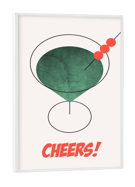 Poster mit weißem Rahmen "Cheers! - Cocktail" artboxONE - Essen & Trinken / Alkohol - Cheers,Alkohol,Minimalistisch,Getränk,Drink,Cocktail