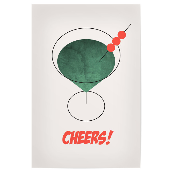 Poster 30x20 cm "Cheers! - Cocktail" artboxONE - Essen & Trinken / Alkohol - Cheers,Alkohol,Minimalistisch,Getränk,Drink,Cocktail
