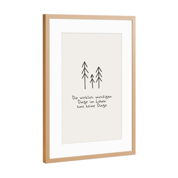 Poster mit Rahmen Kupfer "Die wichtigen Dinge" artboxONE - Typografie - Typo,Typografie,Wichtige dinge,Keine dinge,Minimalistisch,Spruch