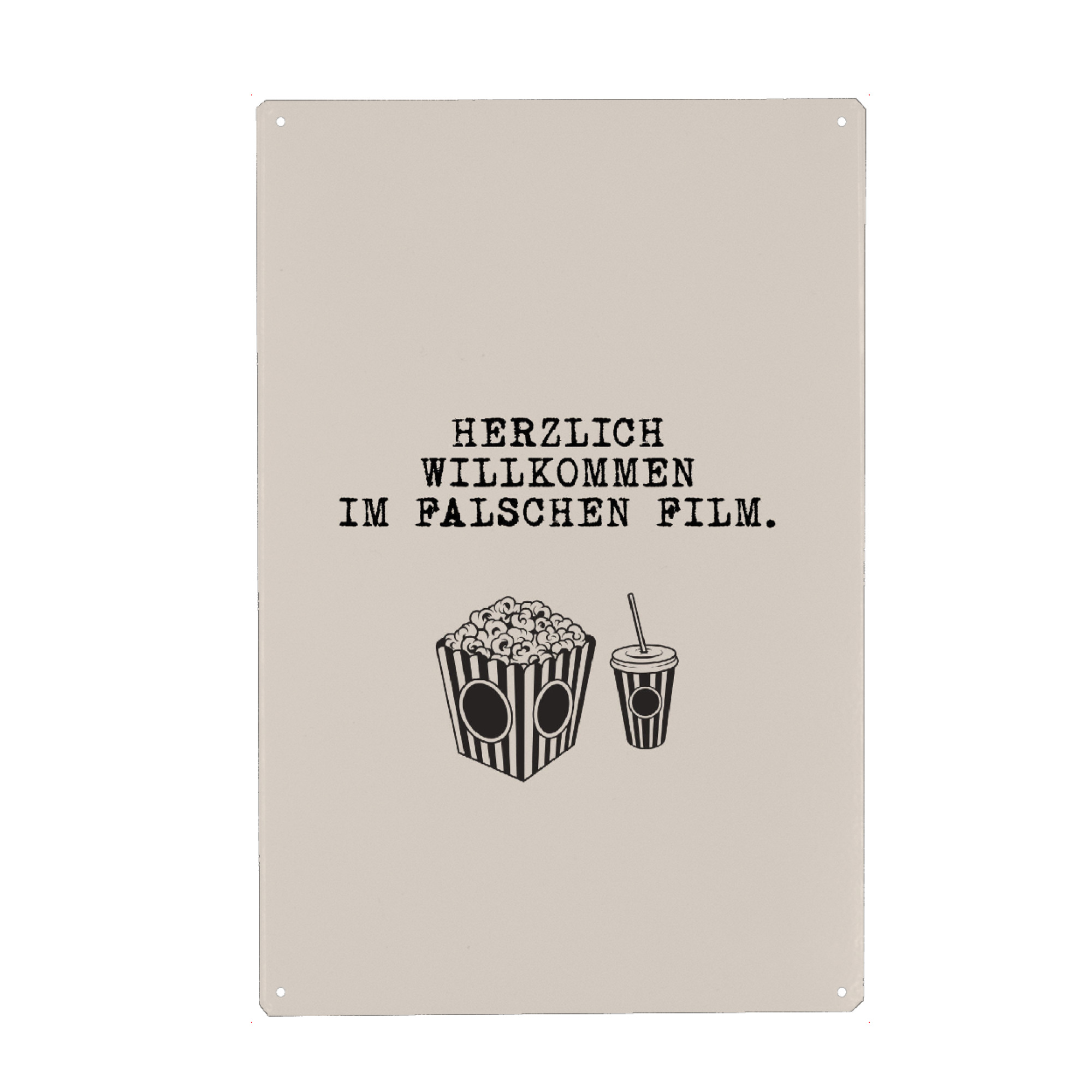 Holzbild "In dem falschen Film" artboxONE - Typografie - Im falschen film,Falscher,Film,Lustig,Typo,Typografie,Kino,Minimalistisch