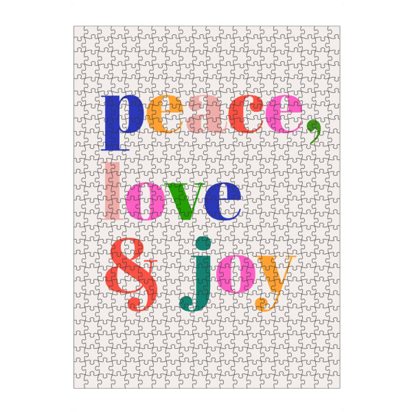 artboxONE Puzzle "Peace, love & joy" artboxONE - Typografie,Liebe,Lustig - Frieden,Liebe,Spaß,Freude,Bunt,Typo,Typografie - Bild frieden