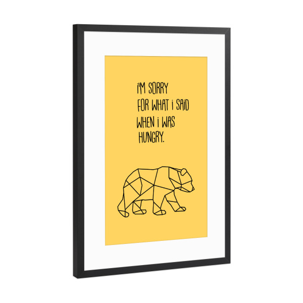 Poster mit Rahmen Schwarz (Metallic) "When I was hungry" artboxONE - Typografie,Tiere,Essen & Trinken,Lustig