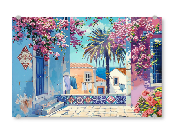 Acrylglasbild "Malerische Sommerterrasse" artboxONE - Floral,Architektur,Reise / Strand und Meer