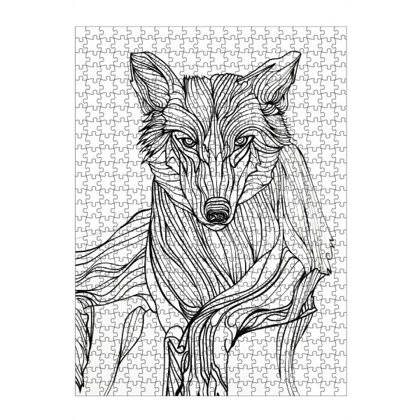 Puzzle Ravensburger "Linienkunstwolf" artboxONE - Tiere - Linien,Strichzeichnungen,Tier,Tiere,Grafik,Schwarz und weiß,Wolf,Lupus - Bild linien