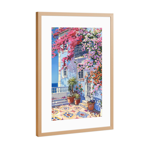 Poster mit Rahmen Kupfer "Mediterrane Sommer Oase" artboxONE - Natur,Floral,Reise / Strand und Meer