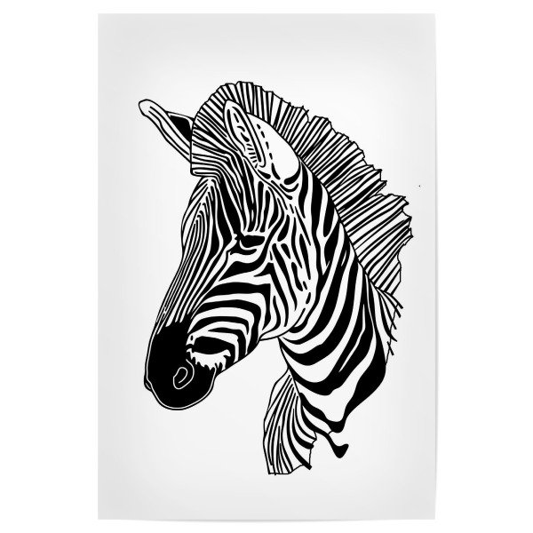 Poster 30x20 cm "Linienkunst Zebra" artboxONE - Tiere,Schwarzweiß - Zebra,Linien,Strichzeichnungen,Tier,Tiere,Grafik,Schwarz und weiß,Lineart