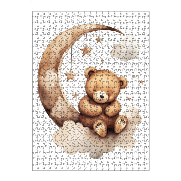 artboxONE Puzzle "Teddy schwebt auf Wolken" artboxONE - Für Kinder,Tiere - Teddy,Bär,Wolken,Himmel,Mond,Süß,Kinder,Kinderzimmer,Beige