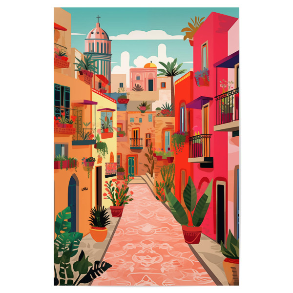 Poster 30x20 cm "Mexiko in vibrant Matisse Style" artboxONE - Floral,Abstrakt,Architektur