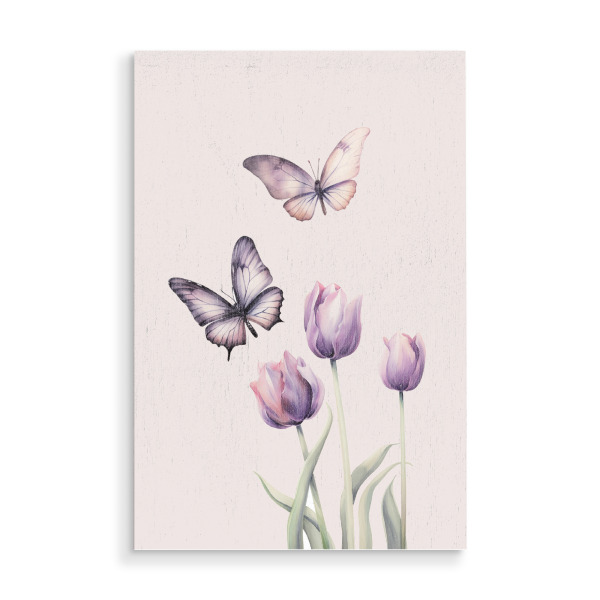 Holzbild "Butterflies & flowers" artboxONE - Natur,Floral,Tiere - Schmetterlinge,Blumen,Bunt,Fliegen,Floral,Natur,Insekten,Ki
