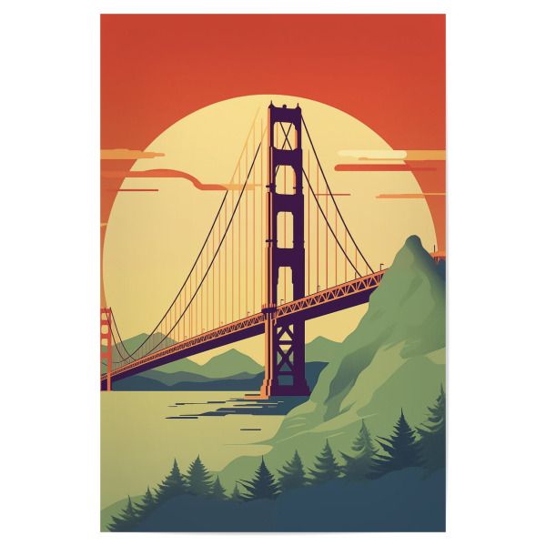 Poster 30x20 cm "Golden Gate Bridge Illustration" artboxONE - Natur,Architektur