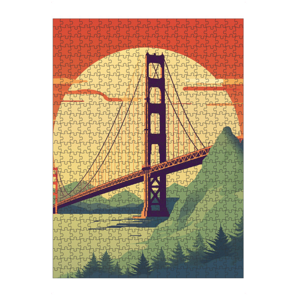 Puzzle Ravensburger "Golden Gate Bridge Illustration" artboxONE - Natur,Architektur