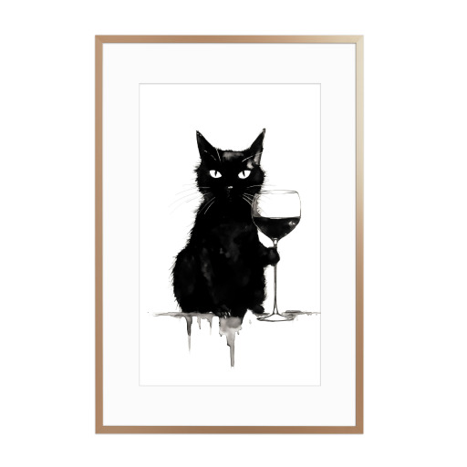 Cat drinking wine