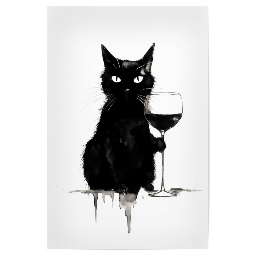 Cat drinking wine