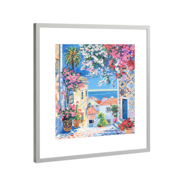 Poster mit Rahmen Silber "Mediterrane Sommerprise" artboxONE - Natur,Floral,Reise / Strand und Meer