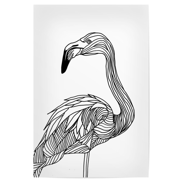 Poster 30x20 cm "Linienkunst Flamingo" artboxONE - Tiere,Schwarzweiß