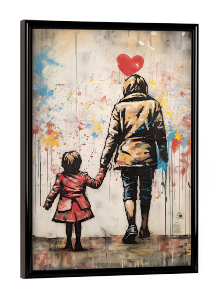 Poster mit schwarzem Rahmen "Mutterliebe x Banksy" artboxONE - Menschen,Liebe,Streetart - Mutter,Tochter,Liebe,Banksy,Love,Grafitti,Urban,Modern