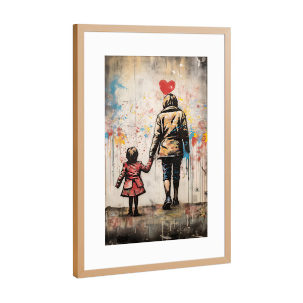 Poster mit Rahmen Kupfer "Mutterliebe x Banksy" artboxONE - Menschen,Liebe,Streetart - Mutter,Tochter,Liebe,Banksy,Love,Grafitti,Urban,Modern