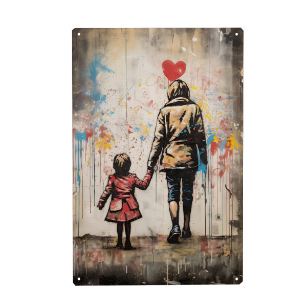 Holzbild "Mutterliebe x Banksy" artboxONE - Menschen,Liebe,Streetart - Mutter,Tochter,Liebe,Banksy,Love,Grafitti,Urban,Modern
