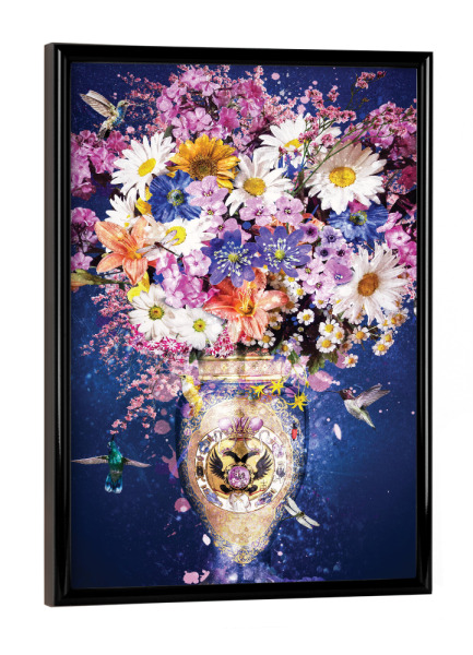 Poster mit schwarzem Rahmen "Blumenexplosion Blau" artboxONE - Floral