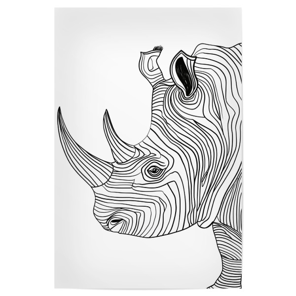 Poster 30x20 cm "Linienkunst Nashorn" artboxONE - Tiere,Schwarzweiß
