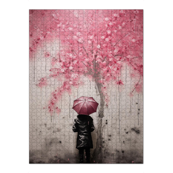 Puzzle Ravensburger "Blütezeit Streetart" artboxONE - Floral,Menschen,Streetart - Kirschblüte,Straßenkunst,Modern,Urban,Grafitti,Regenschirm