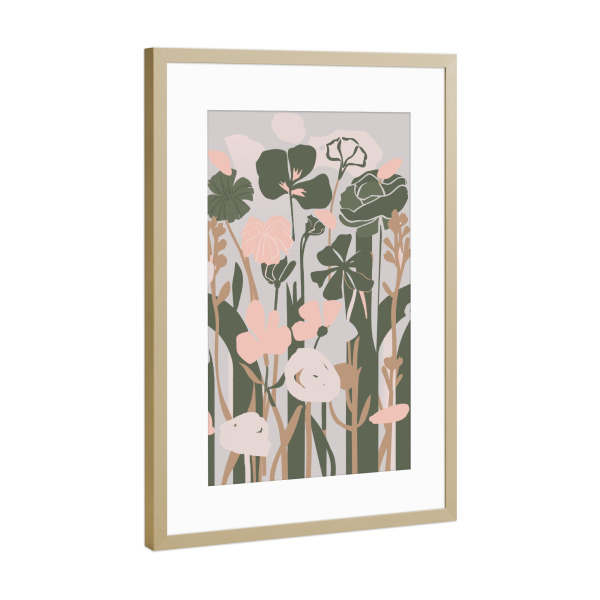 Poster mit Rahmen Gold "Flowers abstract garden" artboxONE - Natur,Floral,Abstrakt