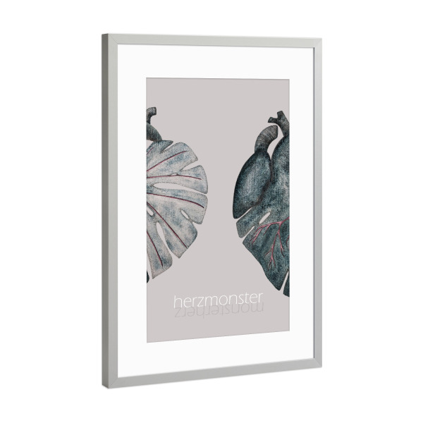 Poster mit Rahmen Silber "Herzmonster - Monsterherz" artboxONE - Natur,Floral,Abstrakt,Menschen