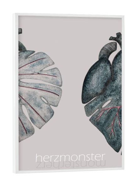 Poster mit weißem Rahmen "Herzmonster - Monsterherz" artboxONE - Natur,Floral,Abstrakt,Menschen