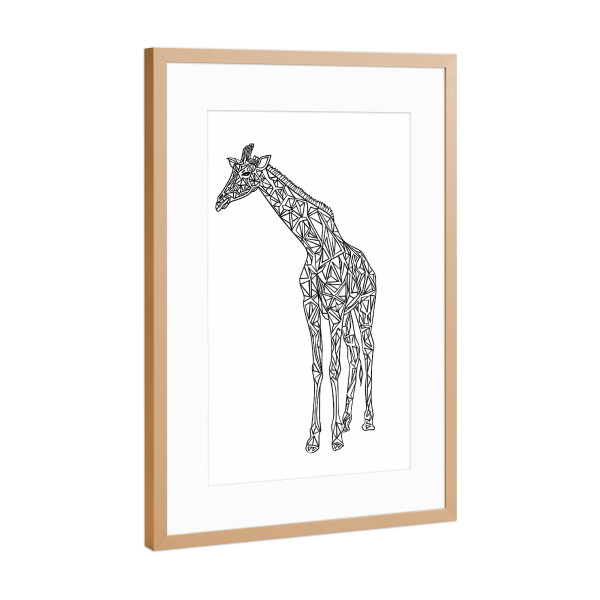 Poster mit Rahmen Kupfer "Linienkunst Giraffe" artboxONE - Tiere,Schwarzweiß