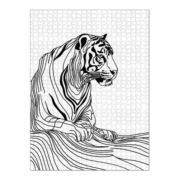 Puzzle Ravensburger "Linien-Kunst-Tiger" artboxONE - Tiere,Schwarzweiß - Tiger,Linien,Strichzeichnungen,Tier,Tiere,Grafik,Schwarz und weiß,Lineart