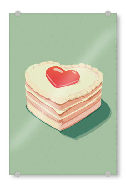 Acrylglasbild "Vintage cake" artboxONE - Essen & Trinken,Liebe - Vintage heart-shaped cake,Cake,Heart,Vintage decor,Aesthetic