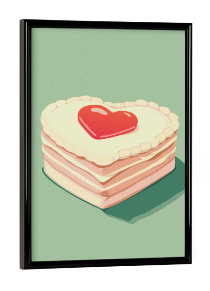 Poster mit schwarzem Rahmen "Vintage cake" artboxONE - Essen & Trinken,Liebe - Vintage heart-shaped cake,Cake,Heart,Vintage decor,Aesthetic
