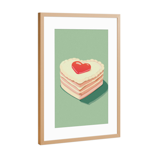 Poster mit Rahmen Kupfer "Vintage cake" artboxONE - Essen & Trinken,Liebe - Vintage heart-shaped cake,Cake,Heart,Vintage decor,Aesthetic