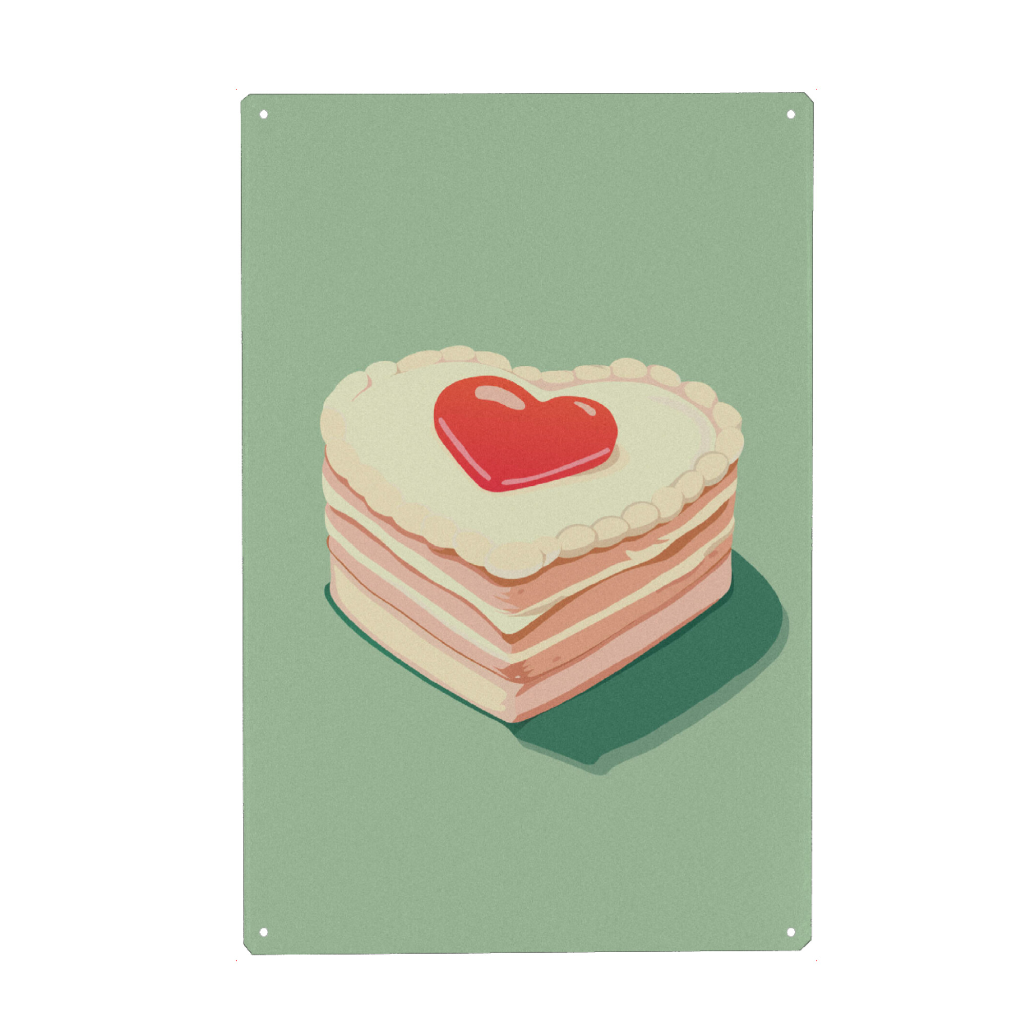 Metall Poster "Vintage cake" artboxONE - Essen & Trinken,Liebe - Vintage heart-shaped cake,Cake,Heart,Vintage decor,Aesthetic - Blechschild