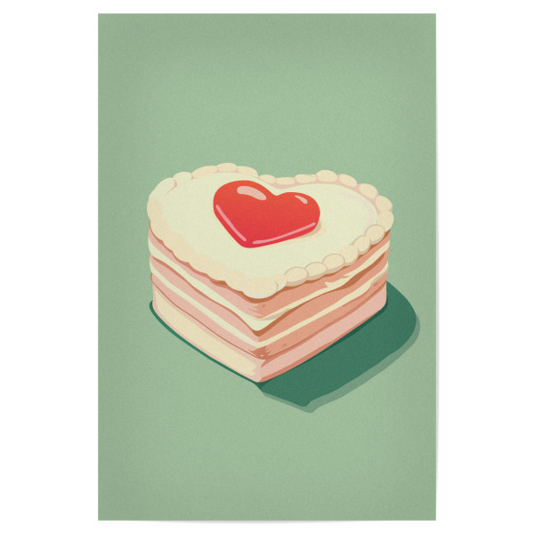 Poster "Vintage cake" artboxONE - Essen & Trinken,Liebe - Vintage heart-shaped cake,Cake,Heart,Vintage decor,Aesthetic
