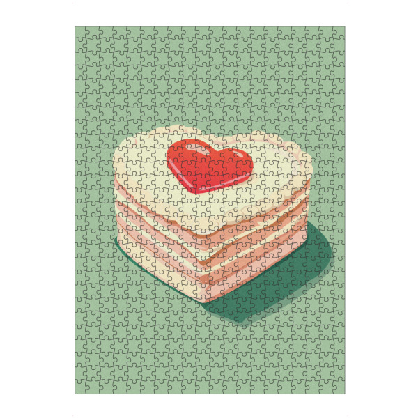 Puzzle Ravensburger "Vintage cake" artboxONE - Essen & Trinken,Liebe - Vintage heart-shaped cake,Cake,Heart,Vintage decor,Aesthetic