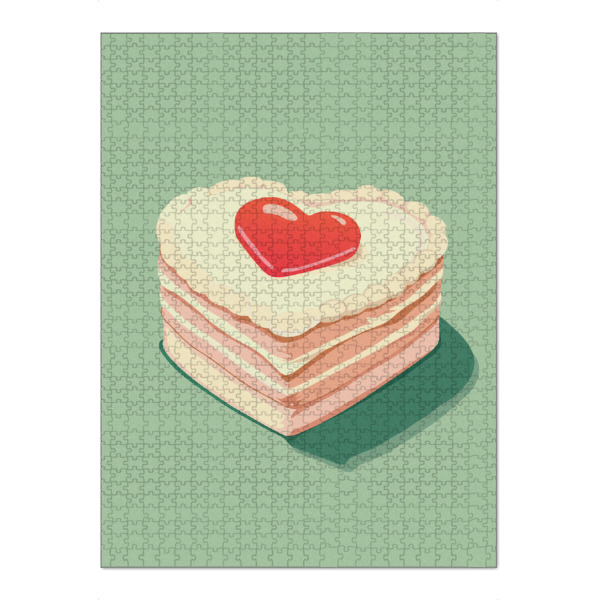 Puzzle Ravensburger "Vintage cake" artboxONE - Essen & Trinken,Liebe - Vintage heart-shaped cake,Cake,Heart,Vintage decor,Aesthetic