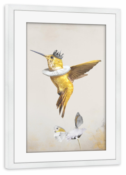 Poster mit Rahmen weiß "Königliches Kolibri-Licht" artboxONE - Floral,Tiere