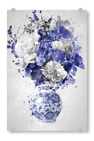 Acrylglasbild "Blumenexplosion Delfts Blauw" artboxONE - Floral