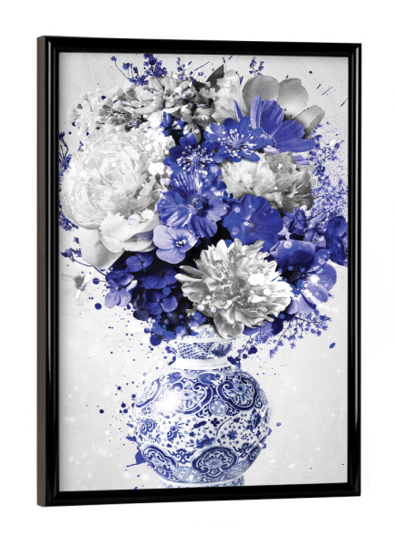 Poster mit schwarzem Rahmen "Blumenexplosion Delfts Blauw" artboxONE - Floral