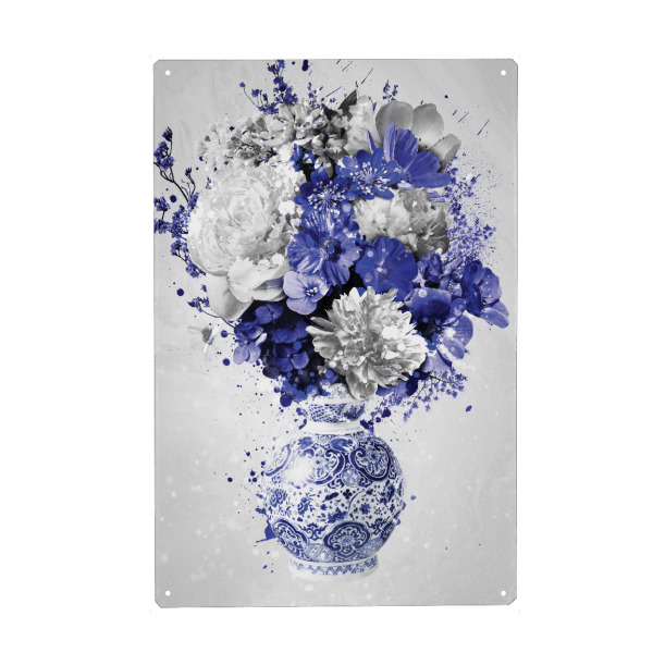 Metall Poster "Blumenexplosion Delfts Blauw" artboxONE - Floral